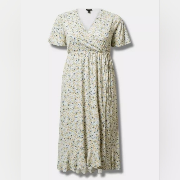 Torrid Maxi Rayon Slub Surplice Wrap Dress Ditzy Floral Plus Size 1X NWT - Picture 14 of 15